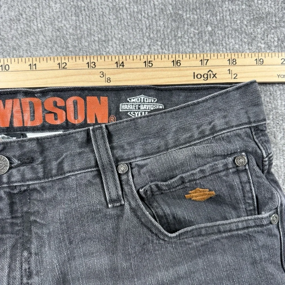 Harley Davidson Jeans Men's 36x32 Black Faded Straight Leg Biker Motorcycle